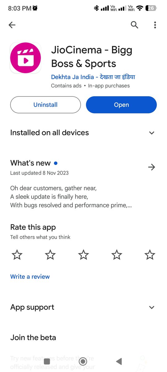 I've installed and reinstalled the damn app a million times!  WTF is going on #JioCinema? #BCCI - Job well done!