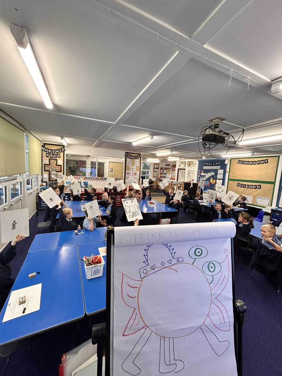 CCCRPrimary's tweet photo. Miss Bridge went through an algorithm with Y1 to make a crazy monster. After following it, we soon realised not all pictures looked like Miss Bridge’s so we debugged and wrote a better algorithm! 🤖#cccry1 #cccrcomputing https://t.co/4jzrJZIhEf