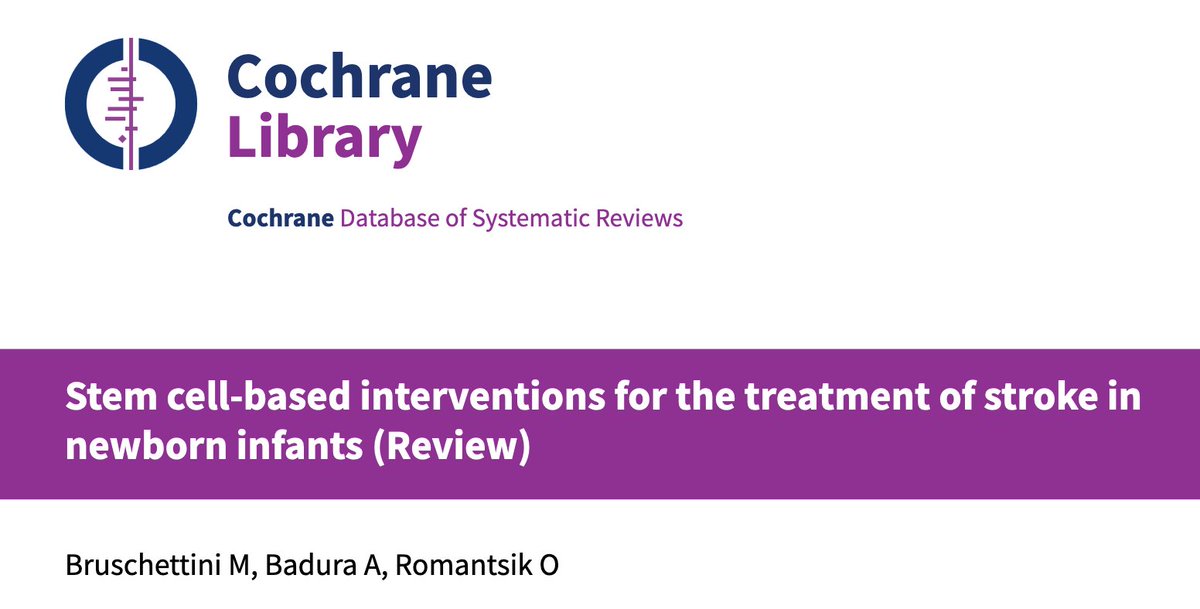 This Cochrane Review aimed to evaluate the benefits and harms of stem cell‐based interventions for the treatment of stroke in newborn infants compared to control (placebo or no treatment) or stem‐cell based interventions of a different type or source. cochranelibrary.com/cdsr/doi/10.10…