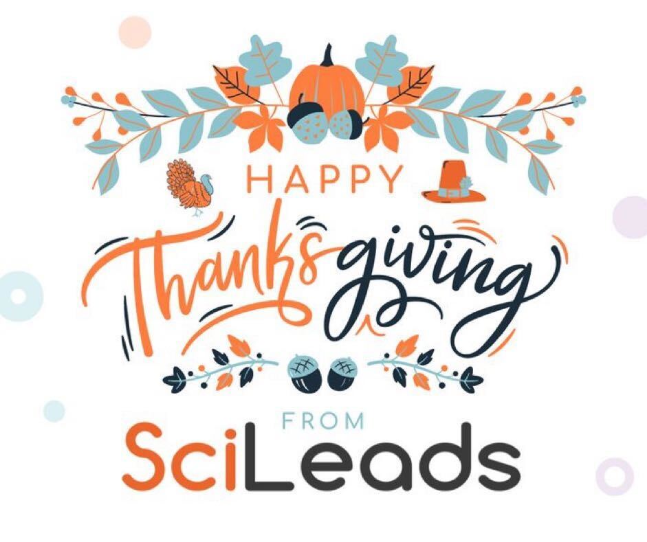 🦃 Happy Thanksgiving! 🎉 We're thankful for our awesome customers and if you're celebrating today have a great one! If you aren't celebrating or are outside the US, we're still open and here to help you with all of your scientific lead generation needs 🔬 🚀