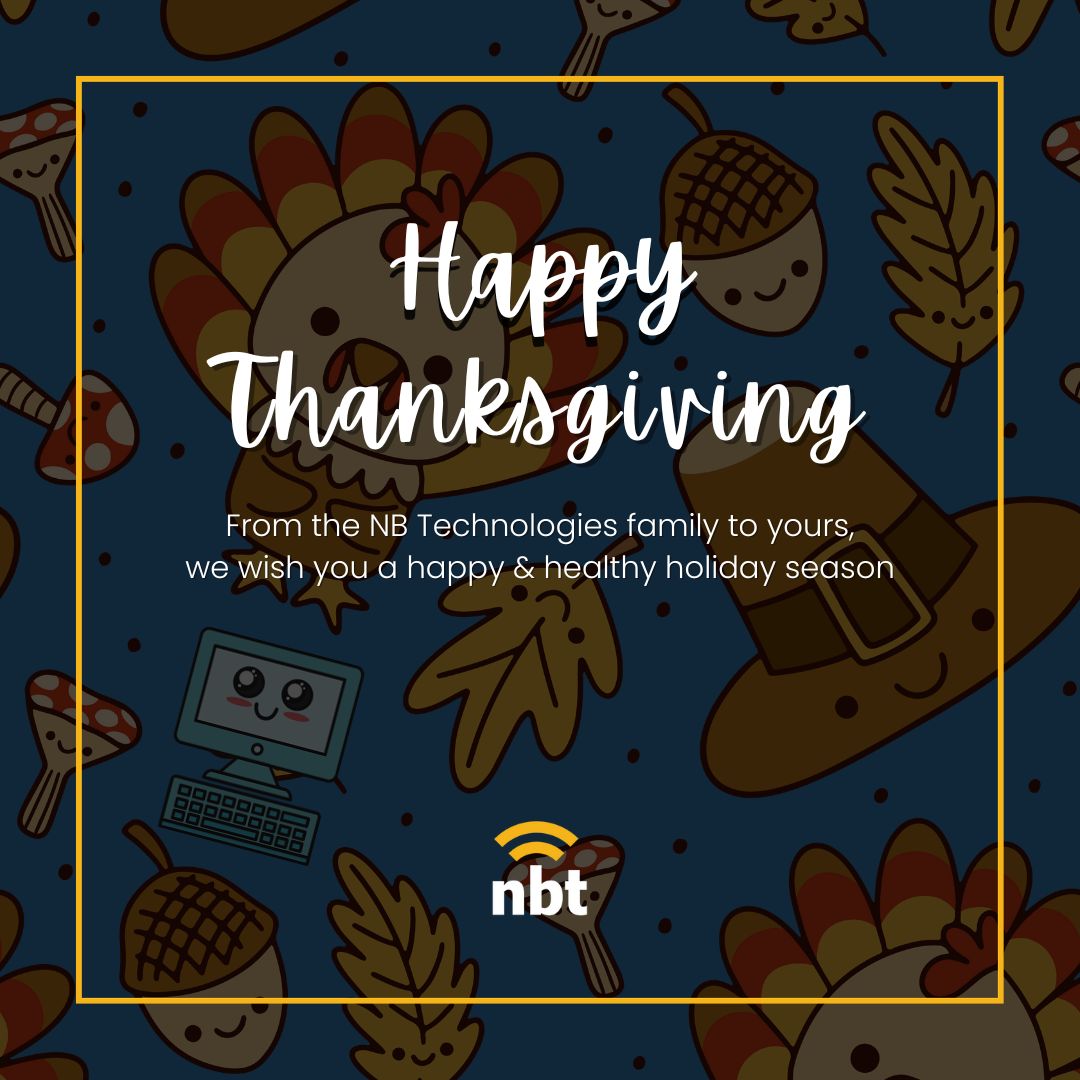 NBTechnologies's tweet photo. Wishing you a gobble-icious Thanksgiving from NB Technologies! We're grateful for every web adventure we embark on together. 🍁🚀 https://t.co/zm6MY2rczH