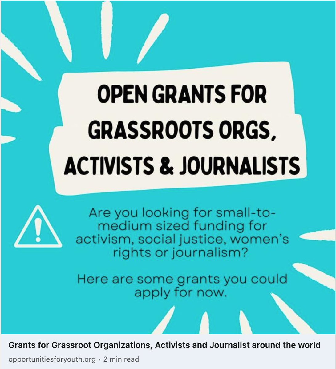 opportunitiesfy's tweet photo. 🌟 Seeking funding for your cause? Discover global grants supporting social movements, gender equality, and journalism. 

Apply now and make an impact! 
🔗https://t.co/un0SOzOfLK

#Grants #SocialJustice #Journalism #FundingOpportunities 🌍✊ https://t.co/4zWmJoYQko