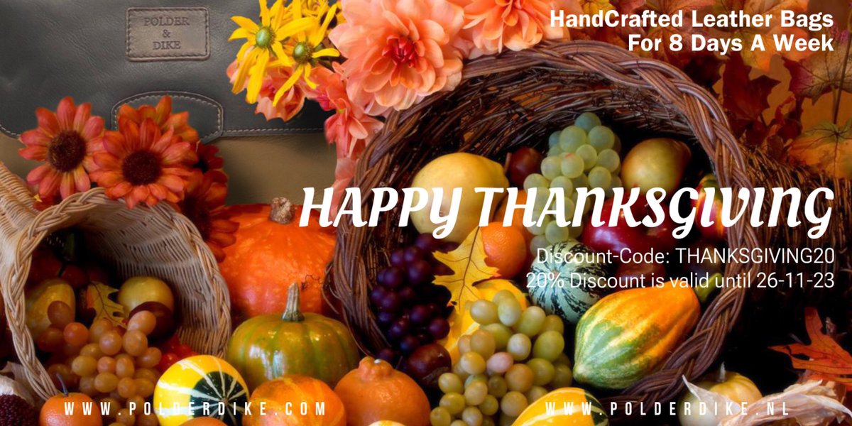 Polder_Dike's tweet photo. Happy ThanksGiving Day 2023 ! 🥮🍗🎃
#discount #discountcode #Thanksgiving #ThanksgivingDay2023 #MacysThanksgivingParade #polderdike #thanksgiving2023 #leatherbags #handcrafted https://t.co/lIEvzWPDTj