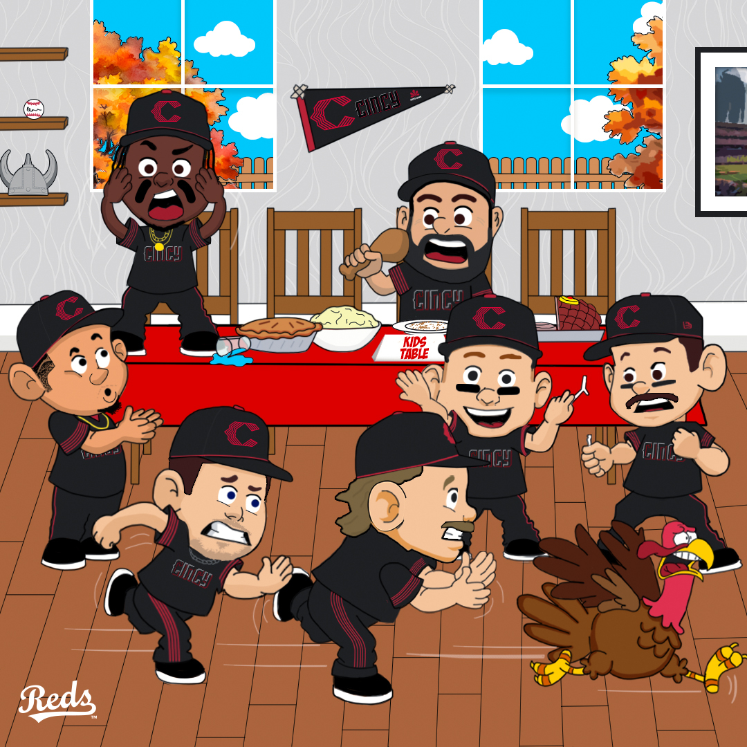 Reds's tweet photo. Chaos at the kids table.

Happy Thanksgiving, Reds Country! https://t.co/B7h4W9gyAr