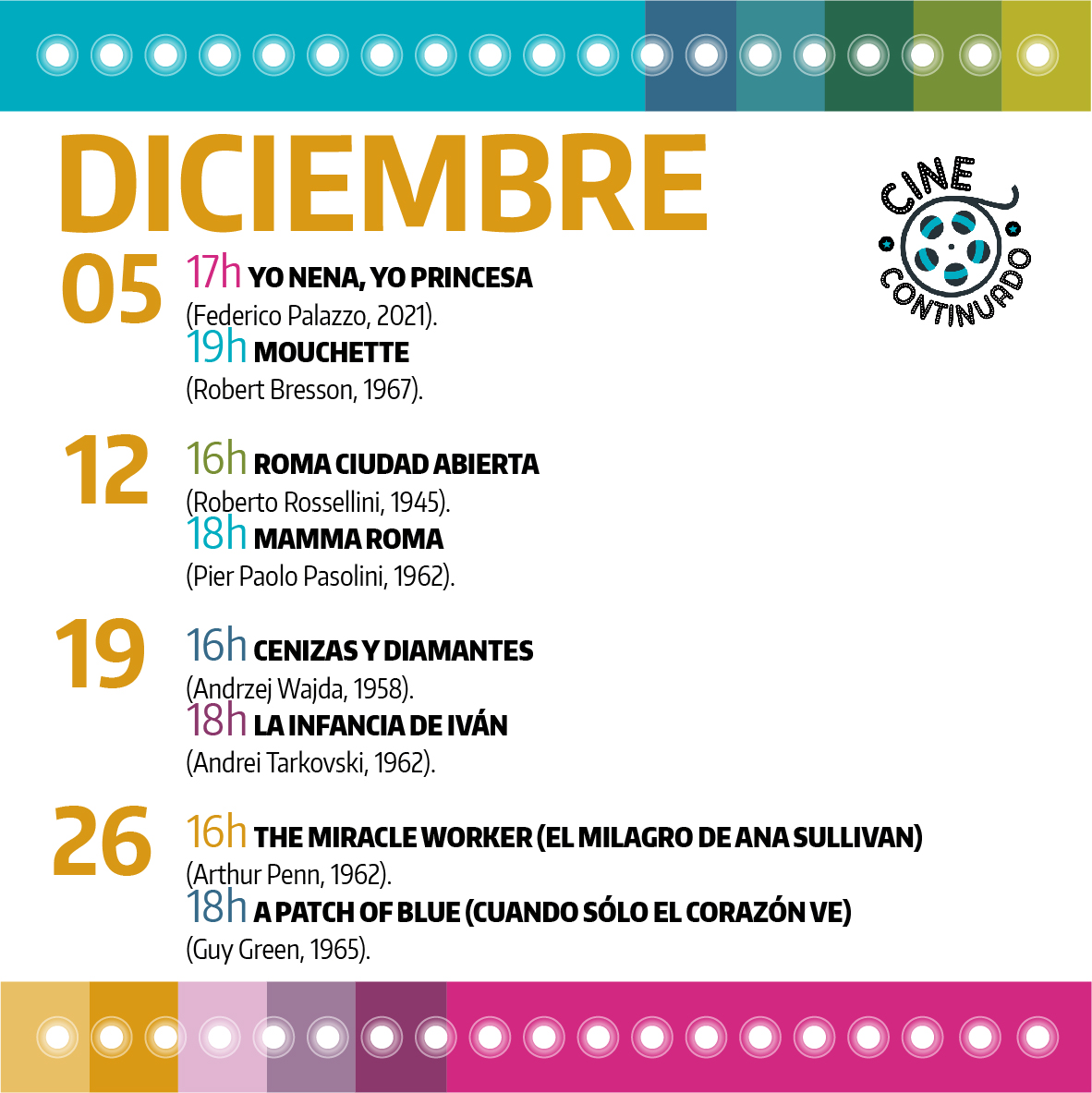 🍿Agendá la propuesta de DICIEMBRE en #CasaPBA
 
 #CINECONTINUADO

🏛 Av. Callao 237 (CABA)
 Entrada gratuita. Por orden de llegada.
 
 <a href="/MIGobiernoPBA/">MIGobiernoPBA</a> 
 <a href="/CrisAlvarezRod/">Cristina Alvarez Rodríguez</a> 
 <a href="/juanpcusa/">Juan Pablo Cusa</a>  
 <a href="/riachuelito/">Riachuelito</a> 
 <a href="/catalano_ma/">Mariana Catalano</a>