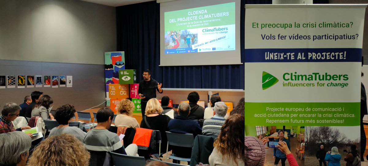 granollers's tweet photo. Aquest dimecres a la tarda s’ha fet la cloenda de @ClimatubersGran 
📄 L’acte ha inclòs el lliurament de la guia de recomanacions sorgides d’aquest projecte europeu que vincula el 🎥 vídeo participatiu amb l’acció climàtica 🌍
ℹ: https://t.co/MqzREIrBu7 https://t.co/nCXG41bSSC