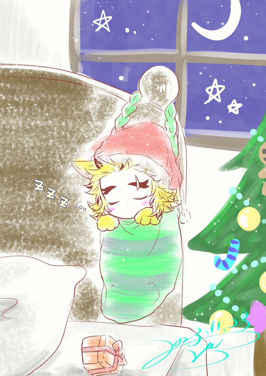 kotoro_kotoro's tweet photo. ありがとうございました🎄🐱🔥
🧦に🎁入れようとしたらうっかり自分がスポッ！となってそのままスヤァ💤しちゃった🐱🔥さん🤭 https://t.co/egnVlA1lxP