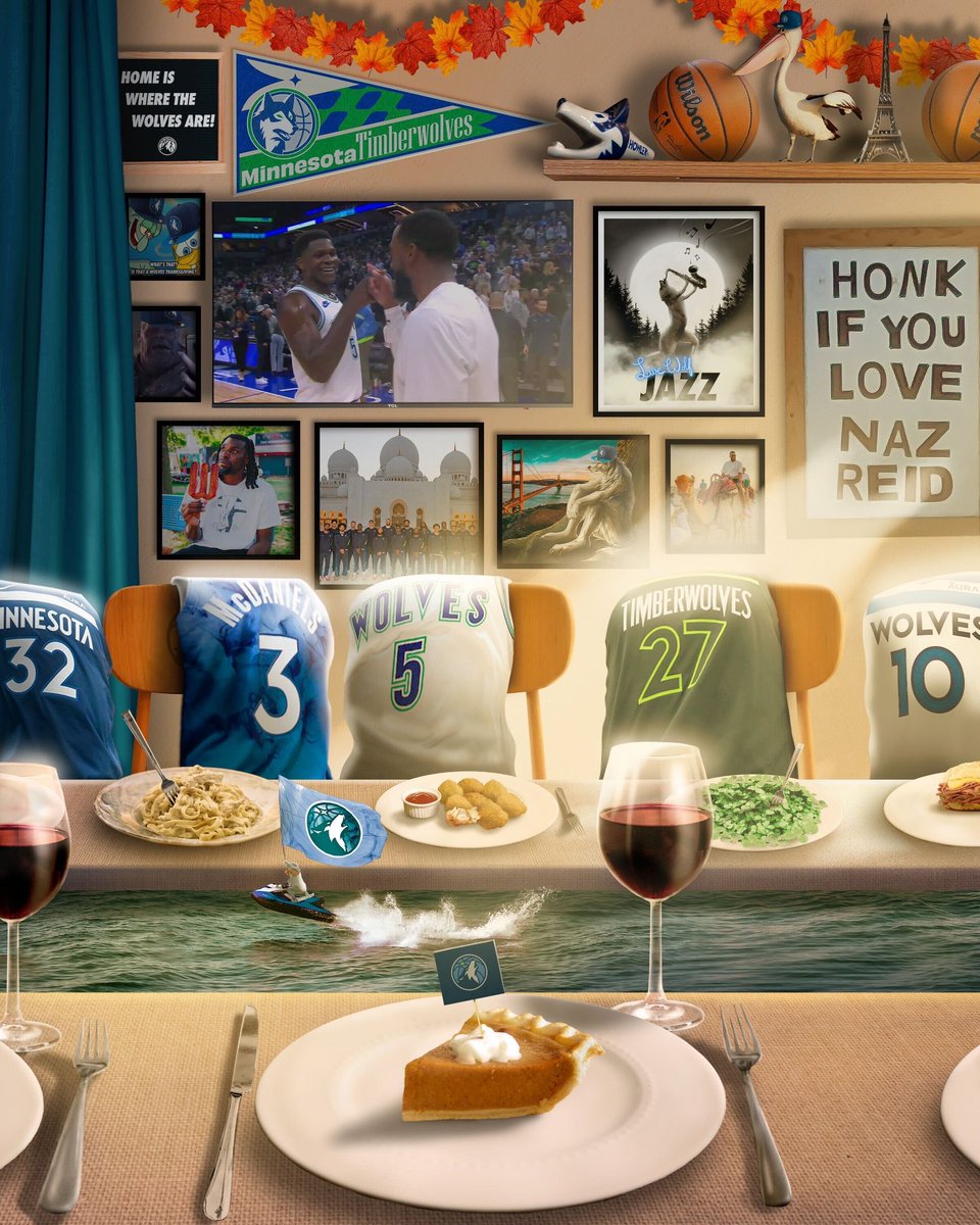 Timberwolves's tweet image. been feasting lately. 🍽️ 

Happy Thanksgiving, Wolves fans!