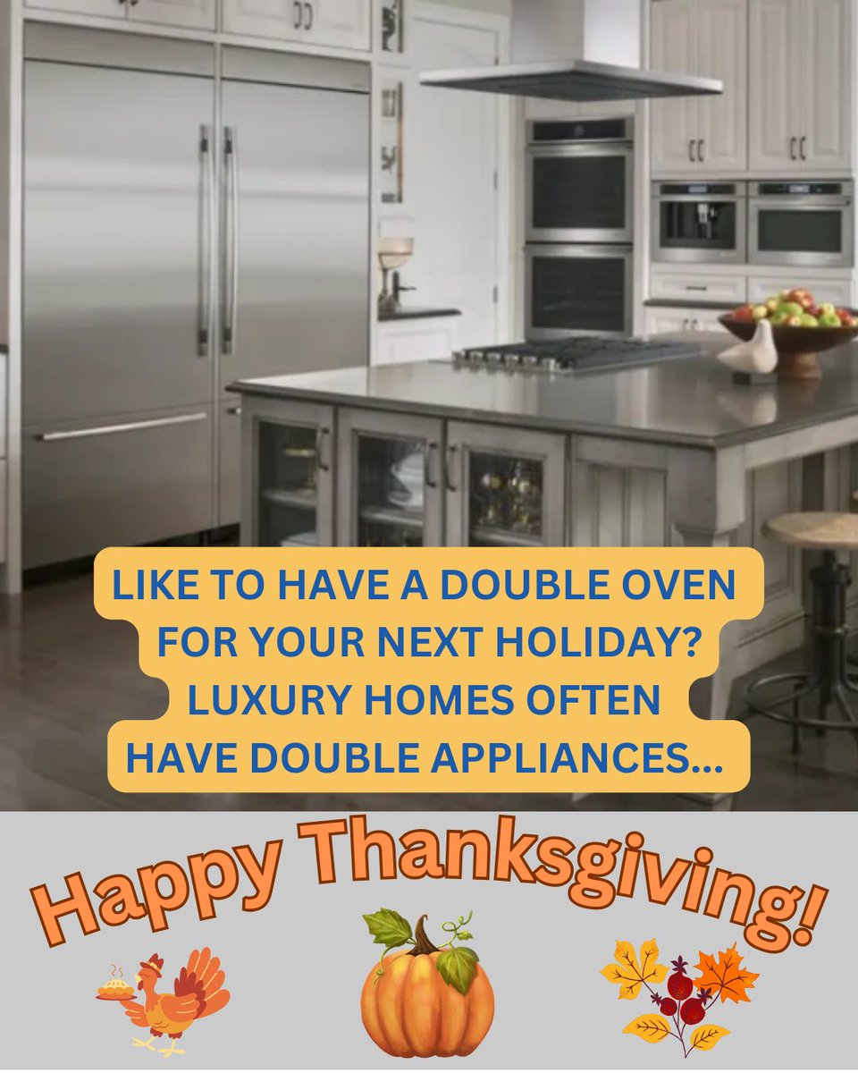 HAPPY THANKSGIVING!! 
A double oven is a must when preparing large meals.
#HappyThanksgiving
#LuxuryHomes
#DoubleOven