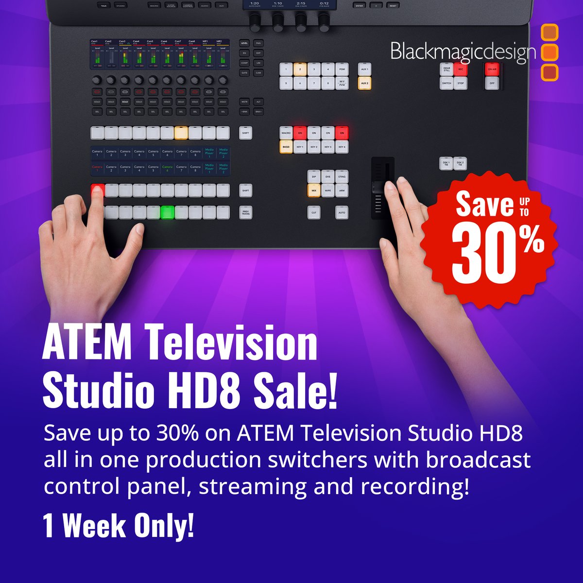 RCB Logic Ltd. (@rcblogic) on Twitter photo Save up to 30% on the <a href="/Blackmagic_News/">Blackmagic Design</a> ATEM Television Studio HD8 and HD8 ISO! ATEM HD8 switchers are an all in one solution, just plug in your cameras and start switching! Special price is for a limited time only!
rcblogic.co.uk/product/atem-t… Save up to 30% on the <a href="/Blackmagic_News/">Blackmagic Design</a> ATEM Television Studio HD8 and HD8 ISO! ATEM HD8 switchers are an all in one solution, just plug in your cameras and start switching! Special price is for a limited time only!
rcblogic.co.uk/product/atem-t…