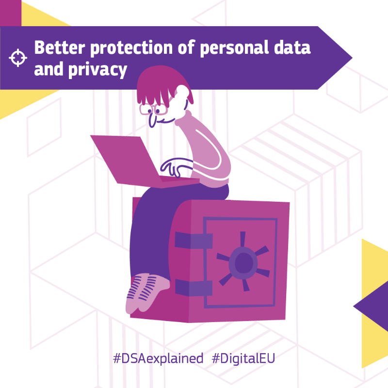 DigitalEU's tweet photo. 🚸 Everyone should always feel safe, secure &amp; protected online - especially #minors.
 
Yet, there are many dangers in the online space.
 
The #DigitalServicesAct is there to protect them. How does it protect minors online?
 
📖↓ Find it out in #DSAexplained &amp; the booklet.