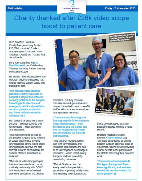 BTHFT_OTS (@bthft_ots) on Twitter photo OTS Patient Journey workstream lead Ben & <a href="/BTHFTCharity/">Bradford Hospitals Charity</a> have worked together to fund 20 video laryngoscopes to be used in <a href="/BthftTheatreCBU/">BTHFT Theatres</a>, Obstetrics, <a href="/criticalcarebri/">BRI Critical Care 💙</a> and <a href="/aedbthft/">AED- Bradford Emergency Department 💙</a> ! 😍💙
<a href="/BTHFT_OMS/">💙 BTHFT OMS Programme 💙</a> @Mel_Pickup @karendawbe <a href="/_Sajaz/">Saj</a> OTS Patient Journey workstream lead Ben & <a href="/BTHFTCharity/">Bradford Hospitals Charity</a> have worked together to fund 20 video laryngoscopes to be used in <a href="/BthftTheatreCBU/">BTHFT Theatres</a>, Obstetrics, <a href="/criticalcarebri/">BRI Critical Care 💙</a> and <a href="/aedbthft/">AED- Bradford Emergency Department 💙</a> ! 😍💙
<a href="/BTHFT_OMS/">💙 BTHFT OMS Programme 💙</a> @Mel_Pickup @karendawbe <a href="/_Sajaz/">Saj</a>