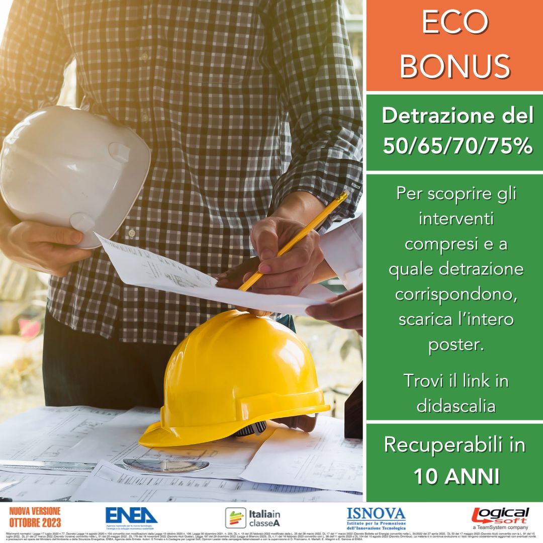 ✅ Oggi si parla di #EcoBonus❗️ Quali sono gli interventi ammessi? Quale la percentuale di #detrazione corrispondente? Per rispondere a questa ed altre domande scarica il #poster riepilogativo delle #detrazionifiscali aggiornato ad #ottobre 2023. 👇🏻
italiainclassea.enea.it/online-il-post…