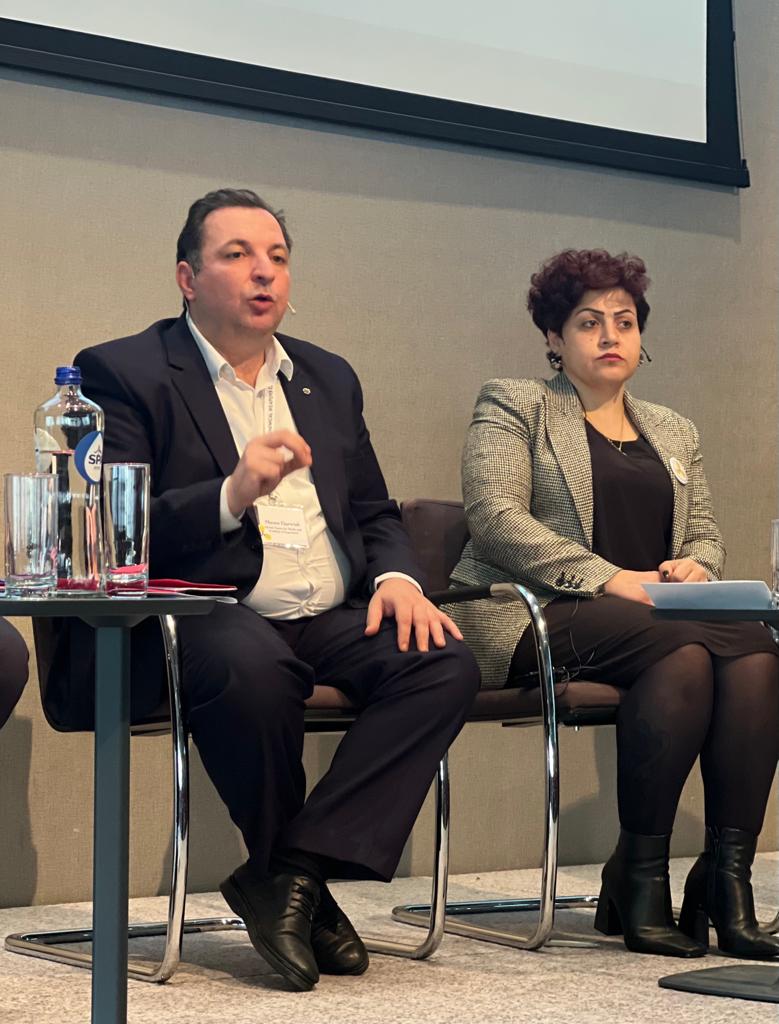 CWCforSyria's tweet photo. @mazenadarwish3 Director of @SyrianCenter 
“Let’s address the elephant in the room; Impunity. The impunity with which the criminal carries on his crimes, while victims have to keep on proving that they are indeed the victims. "
#CWCforSyria2023 #Syria https://t.co/rE5I2lHELx