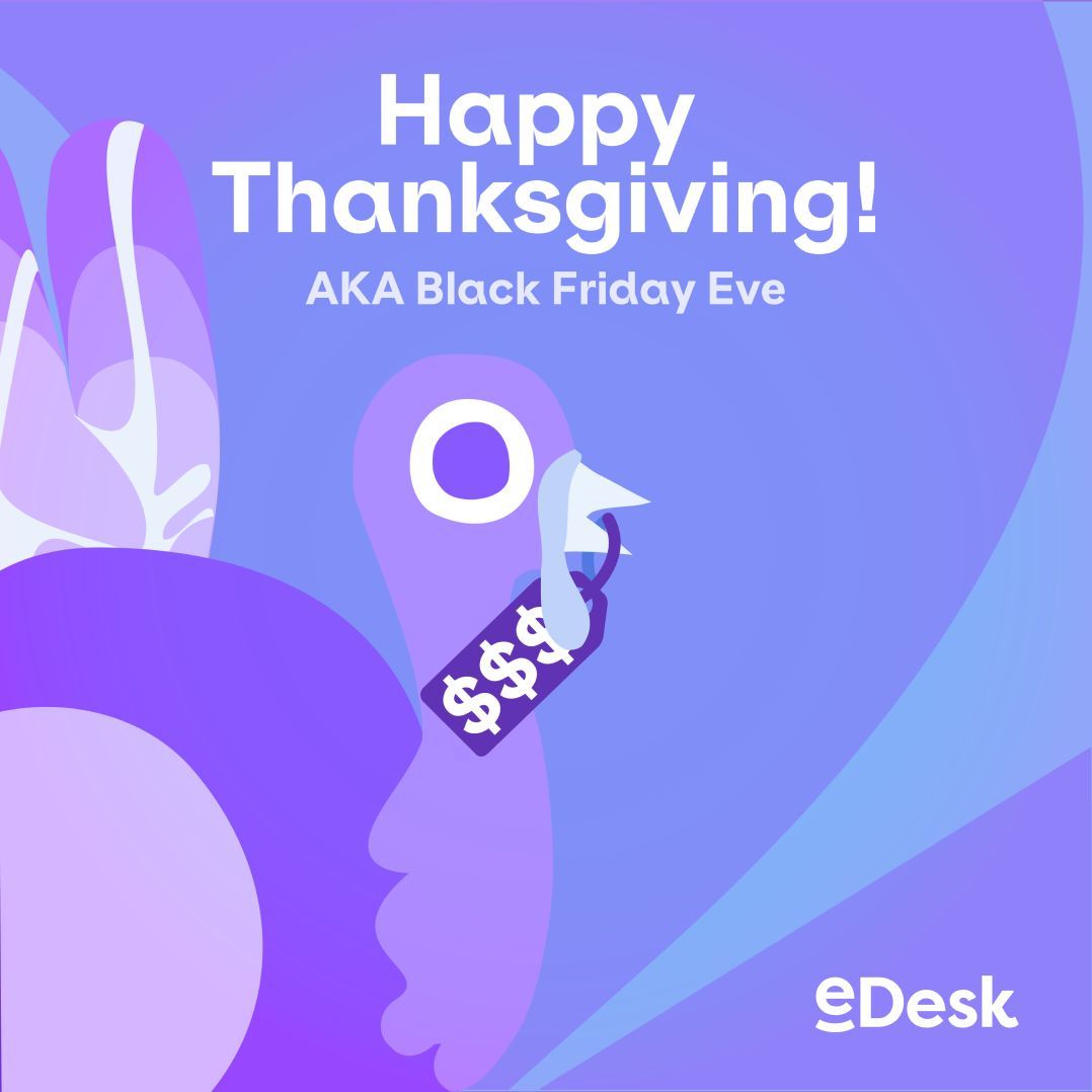 To the #helpdeskheroes swapping turkey for tickets, we are so thankful for you! 🦃 💜 Tag anyone going above and beyond this Thanksgiving/#BFCM. Best of luck to all eCommerce sellers in the coming days! 🍀 #BlackFriday #Thanksgiving #CustomerSupport #CX