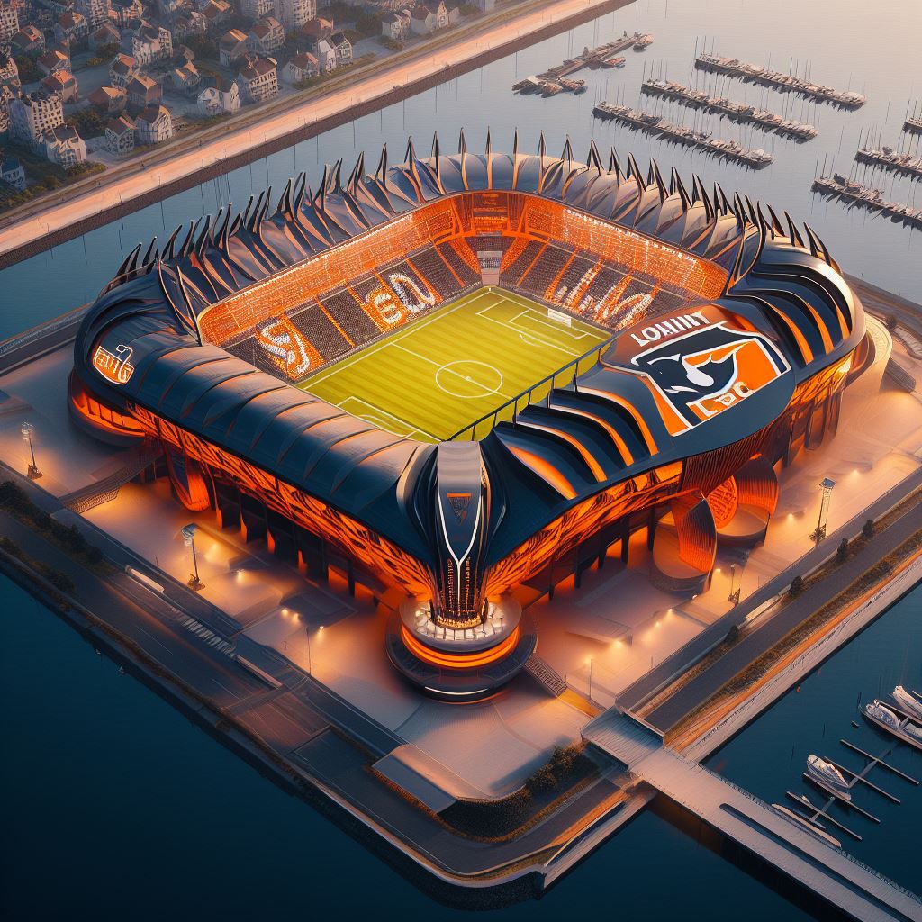 TelegLorient's tweet photo. Nous aussi, à la rédaction, nous avons demandé à l'#IntelligenceArtificielle d'imaginer le futur Stade du Moustoir. Quel est votre préféré ? ⚽️📷🤖 🏟️#FCLorient #Lorient #Football https://t.co/Ydc4JTp9BX