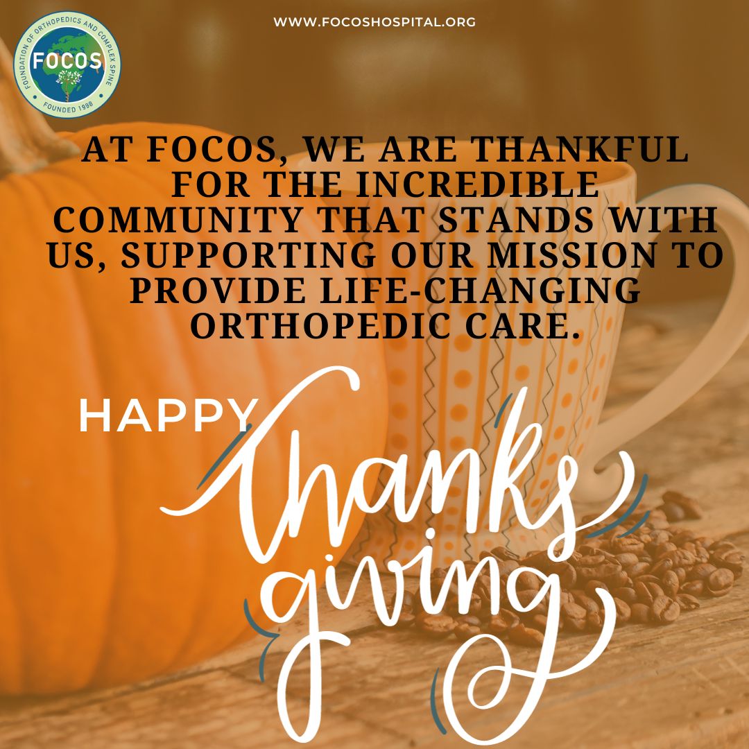May your day be filled with warmth, love, and joy. Happy Thanksgiving from the FOCOS family!

#ThanksgivingDay2023
 #Gratitude 
#FOCOSFoundation 
#HelpingTheWorldStandTall
#HopeAndHealing
#LetsMakeADifferenceTogether