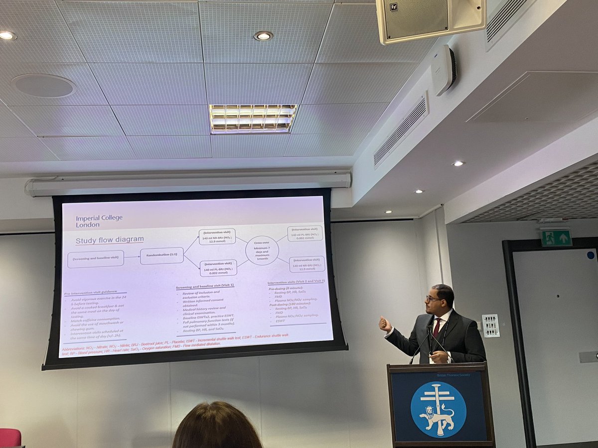 Glad to present my data on the benefits of #DietaryNitrateSupementation on exercise capacity in pulmonary hypertension at #BTSWinter2023 Thanks to @JazanUniversity,Prof. @COPDdoc and Prof. Jane Mitchell for their support. Thanks to the rest of the team for making this happen.