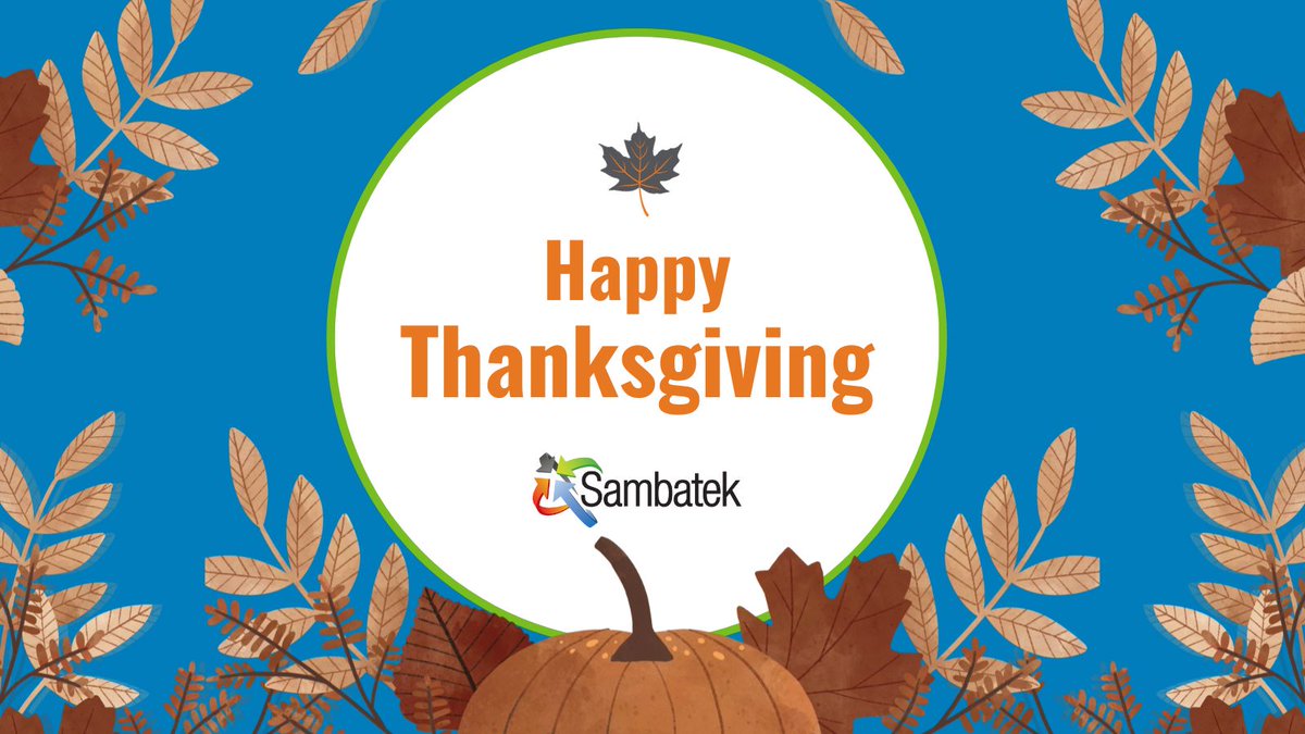 SAMBATEKllc's tweet photo. 🙌 We are thankful for you! 🌟 Wishing you a Thanksgiving overflowing with peace, love, and laughter! As we gather to celebrate, please note that Sambatek will be closed on Thursday and Friday to allow our team to enjoy the holiday.

#HappyThanksgiving #SambatekCelebrates https://t.co/PDVfKGPZlY