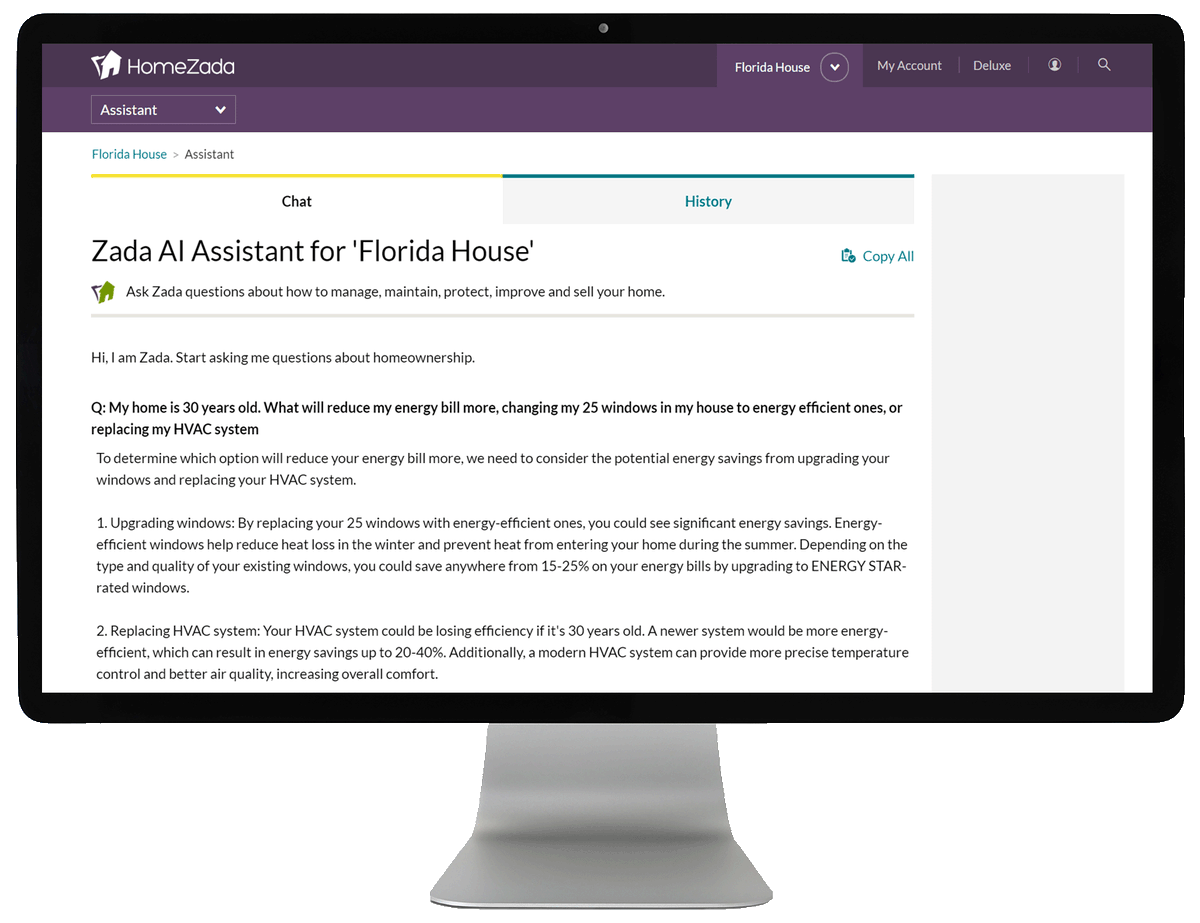 HomeZada's tweet photo. Struggling with remodels, home improvement products, and more? 🤔
Let the Zada AI Assistant be your go-to source of knowledge!
Rest easy knowing the facts about your home.
Check it out here: https://t.co/YBAomL45sR
#homemanagement
#smarterhomeowner
#HomeAIAssistant https://t.co/0QeGSedsKc