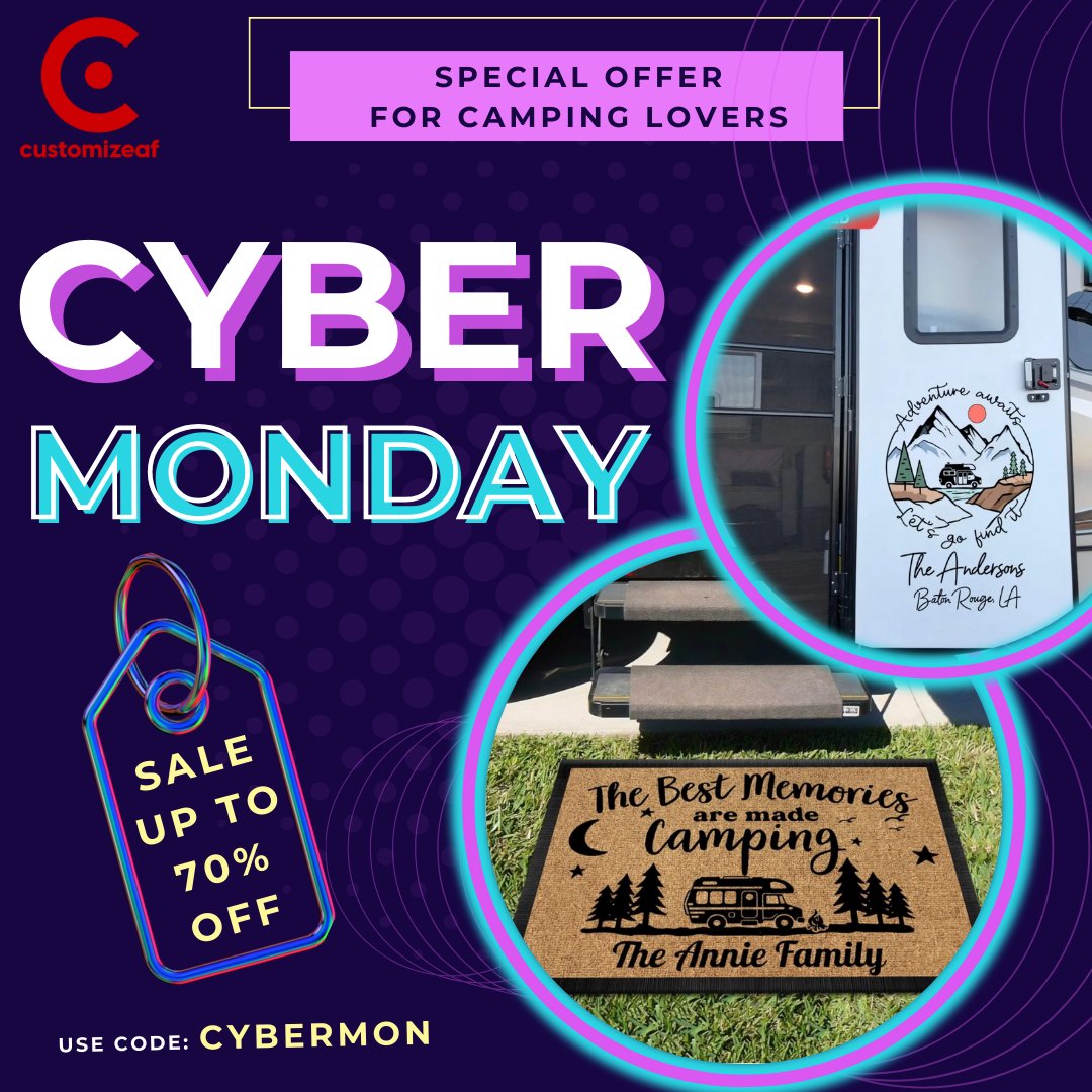 🌲⛺ Ready to gear up for your next camping adventure? Use code: BLACKFRI to saving your card at checkout on all personalized camping essentials this Black Friday! Shop now: customizeaf.com
#BlackFriday #CampingLover