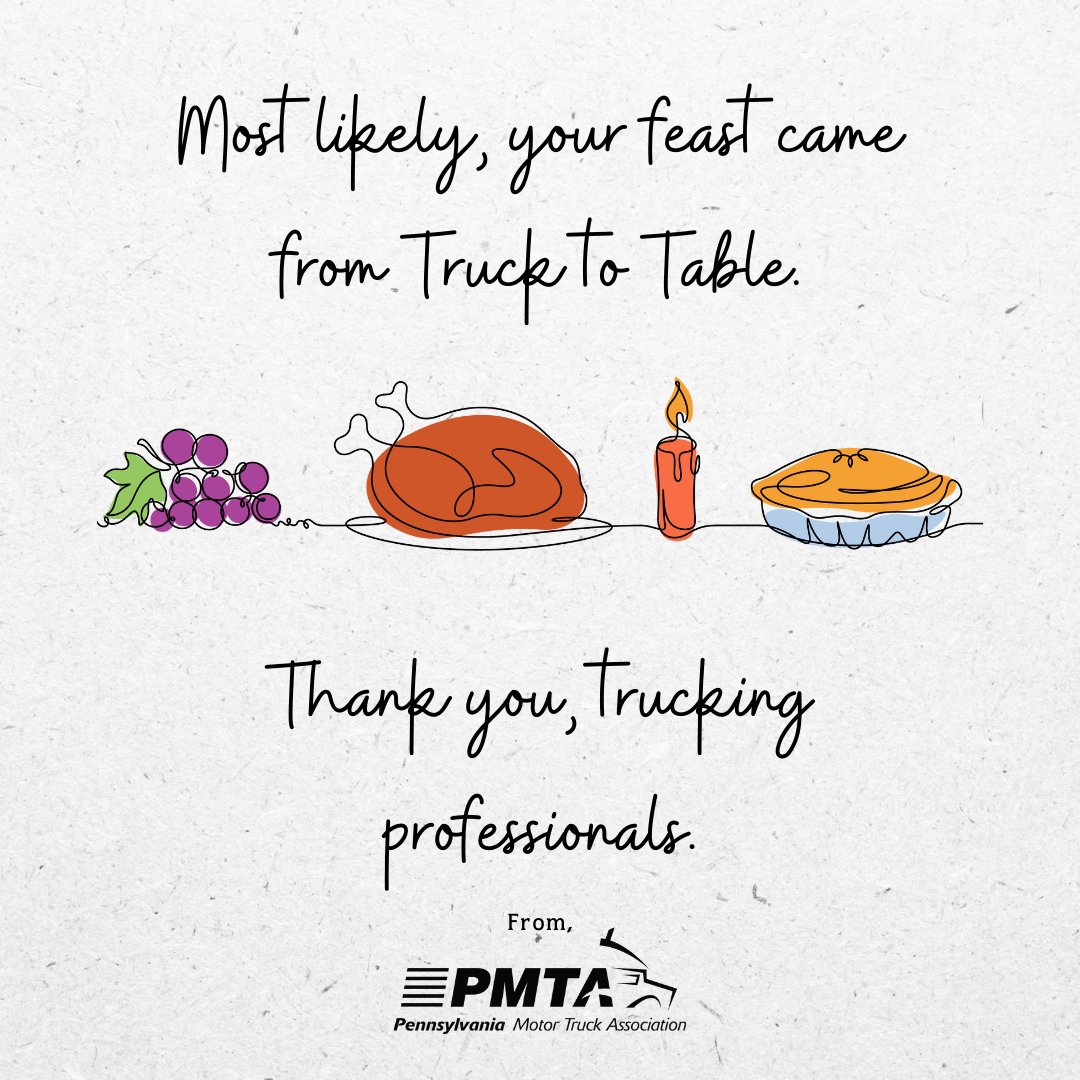 Americans eat over 15,000 full truckloads of turkey on Thanksgiving and consume roughly 80 million pounds of cranberries -- 99.9 percent of which are shipped by truck.

We're thankful for trucking professionals during the busy holiday season!