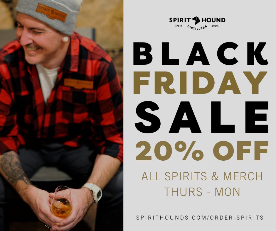 It's time Spirit Hounds🐾! Hunt down 20% off our spirits and merchandise, from now until Monday night. 

Shop Online:
spirithounds.com/order-spirits

Or stop by our tasting rooms after Thanksgiving as our staff is spending time with family and friends today.
🦃🥃Happy Thanksgiving!