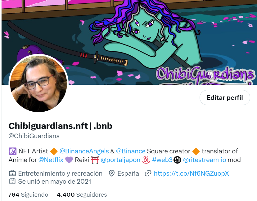 ChibiGuardians's tweet photo. 4.400 followers in X!!! Thank you! Arigatô! Gracias!
Proud to be part of @BinanceAngels @BinanceES @binance @BNBCHAIN @ritestream_io fam!
Pretty profile photo made by @Samlbnb at #binancblockchainweek Istanbul https://t.co/qrDUXhSRqO