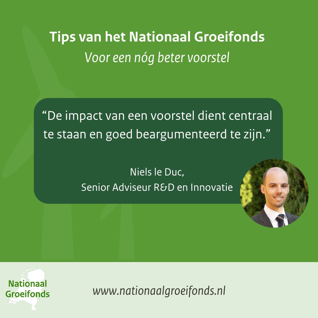 In de vorige rondes hebben wij heel wat voorstellen voorbij zien komen. Daarom delen wij de ​komende tijd tips. Tips die nieuw die aanvragers ​helpen om tot een kansrijk ​projectvoorstel te komen.

Niels le Duc trapt af. Niels is onderdeel van de stafdirectie.