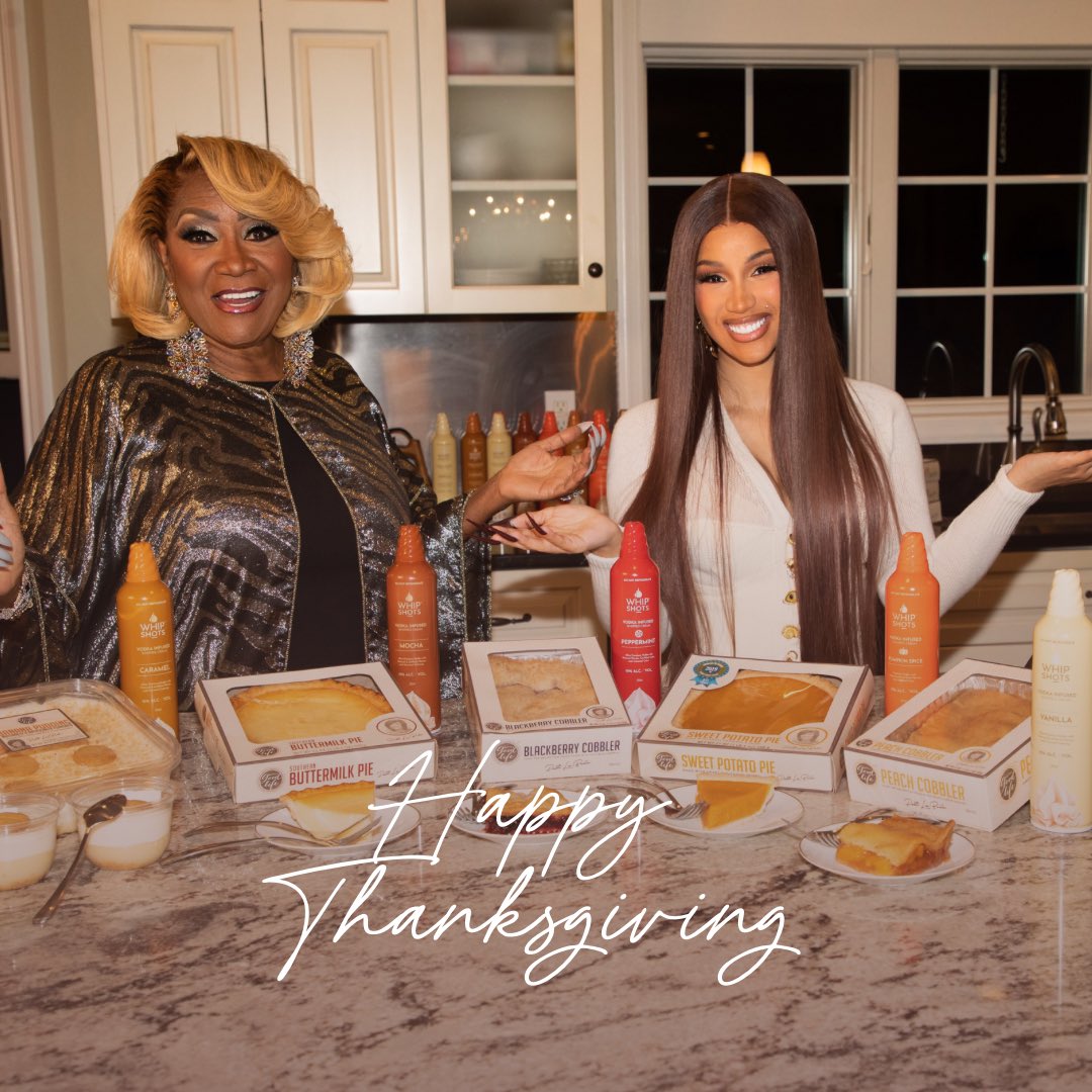 HAPPY THANKSGIVING, BOUGIE FAM! 🧡

On behalf of Cardi, Patti, and the whole Whipshots family, we’re wishing you all a holiday full of joy, love, and of course, LIT! 

XOXO 🍾🍂

#whipshots #vodkashots #vodka #cardib #pattilabelle #thanksgiving #thanksgivingrecipes