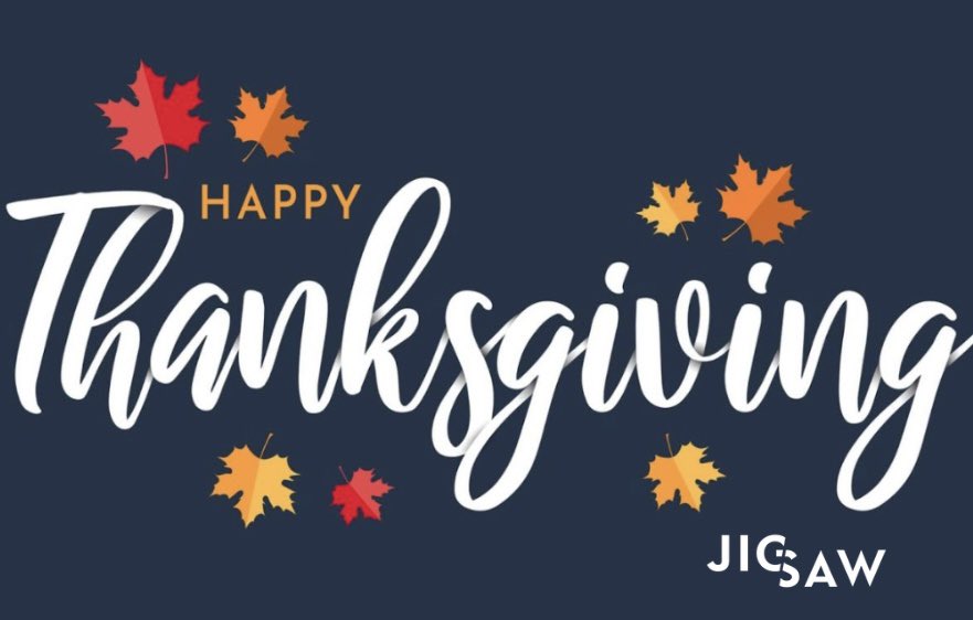 JigsawTN's tweet photo. Wishing you and your loved ones a safe and happy holiday! 

Happy Thanksgiving from your friends at Jigsaw💙 https://t.co/nCjoTtfDdY