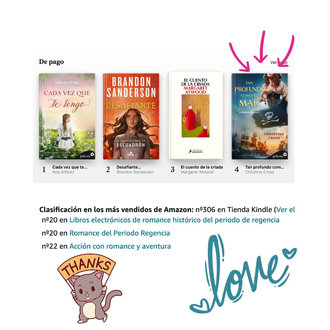 Hoy se ha publicado mi novela Tan profundo como el mar.😍 Me alegro de que ya pueda formar parte de vuestro kindle y espero que la disfrutéis. A quienes la habéis colocado en estos puestos, mil gracias!!❤️❤️❤️

amzn.eu/d/1crwjLx