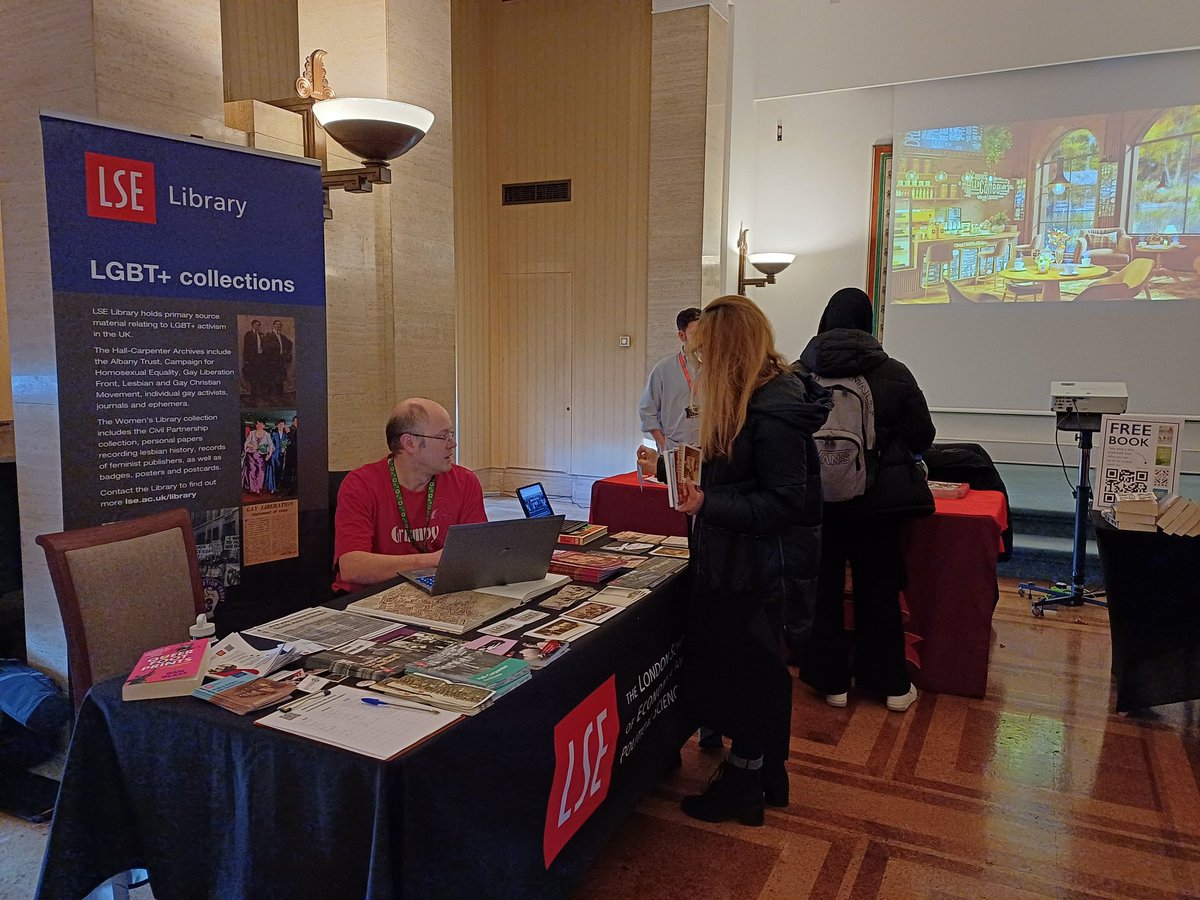 Enjoying meeting everyone and talking @LSELibrary collections at #histday23 So many fascinating collections for research in one room.