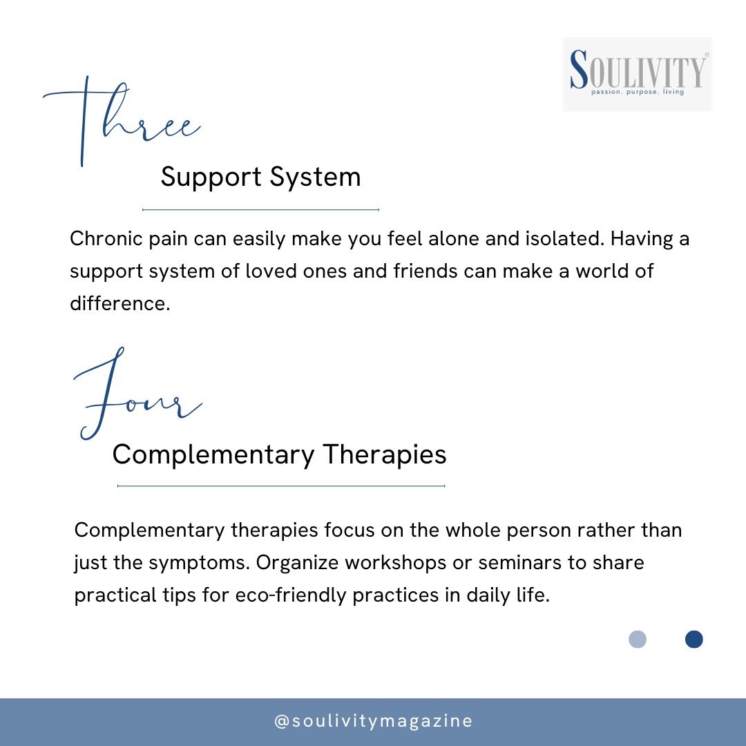 SoulivityM's tweet image. From positive thinking to talk therapy and building a support system, these methods are the keys to reclaiming control over your life. 

Read more by tapping the link in our bio.

#ChronicPain #MentalHealth #CopingStrategies