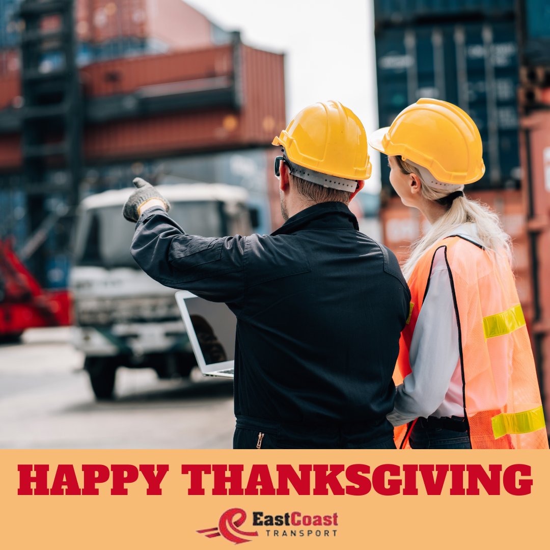 ect3pl's tweet image. From all of us at #EastCoastTransport, Happy Thanksgiving! 🍂🚚

While you savor the turkey, we're making sure your shipments arrive safely. So, gobble up those Thanksgiving treats, and leave the shipping to us!