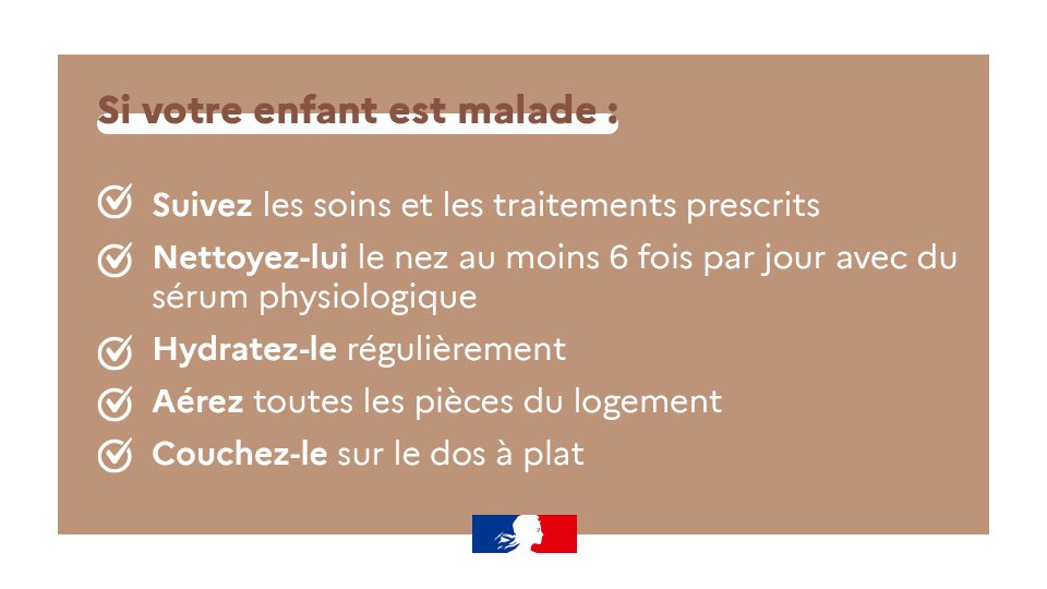 ArsBretagne's tweet photo. #Bronchiolite 👶l Votre enfant a la bronchiolite, que faire ❓Il est important de connaître les bons gestes pour soulager votre enfant ⤵

👉 Si votre enfant est gêné pour respirer ou s’il a des difficultés pour manger ou téter, consultez rapidement votre médecin traitant https://t.co/t04FhjdKEo