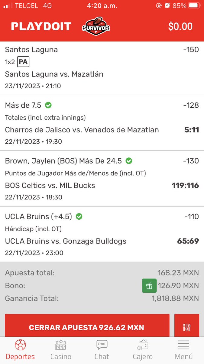 Matr4z's tweet photo. @GallitoVip Gracias gallito combine tus picks y salí ganando https://t.co/LxZmiUauX4