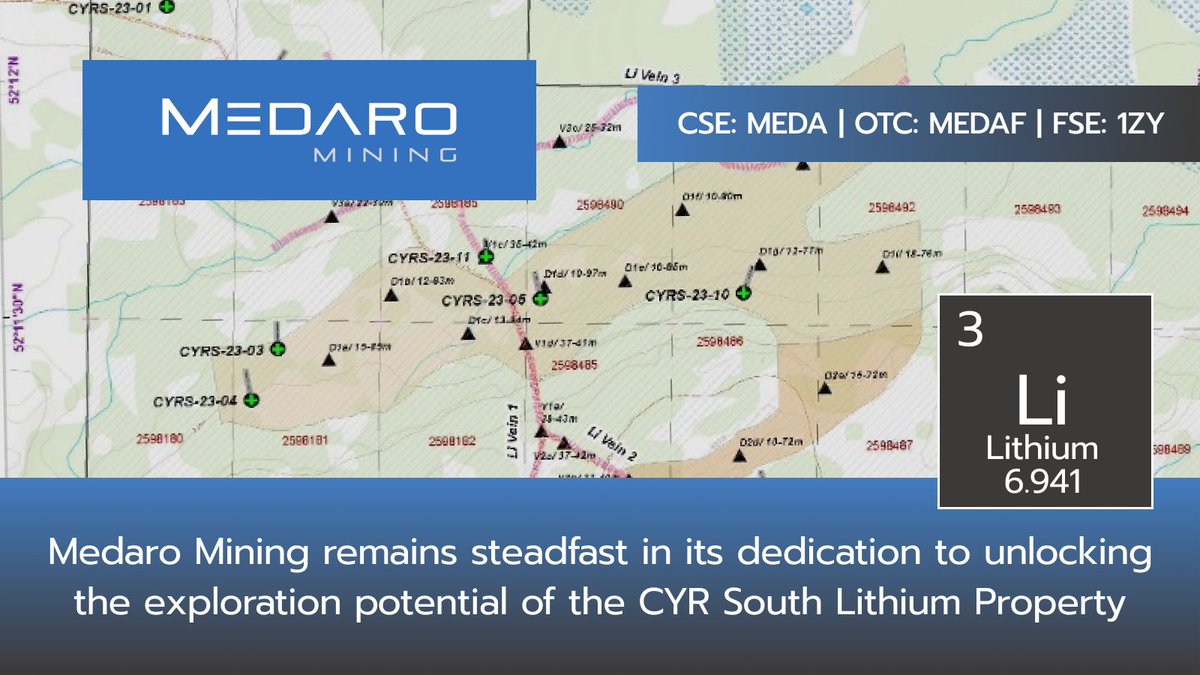 MedaroMining's tweet image. Medaro Mining remains steadfast in its dedication to unlocking the exploration potential of the CYR South Lithium Property.
🌐 Learn more on our website » stockmkt.info/3PsbfQo 
#lithium #mininglithium #lithiumexploration #CSEstocks #OTCMarkets
🇨🇦 $MEDA 🇺🇸 $MEDAF