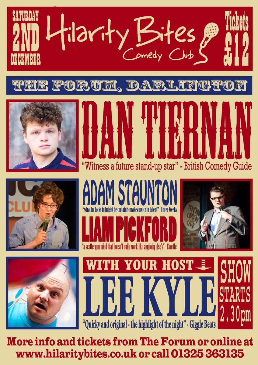 Hilarity Bites Comedy Club (@hilaritybites) on Twitter photo 🎶 Tickets are flying out for our final Darlington show of the year
🎤 Joining us at <a href="/TheForum_Music/">The Forum Music Studios</a> on Saturday 2nd December are <a href="/tiernancomedian/">Dan Tiernan</a>, Adam Staunton Comedy, <a href="/FlowerOfAshton/">Liam Pickford</a> & host @ImLeeKyle
🎟️ Tickets for this show are £12 each
Details➡️ hilaritybites.co.uk/show/darlingto… 🎶 Tickets are flying out for our final Darlington show of the year
🎤 Joining us at <a href="/TheForum_Music/">The Forum Music Studios</a> on Saturday 2nd December are <a href="/tiernancomedian/">Dan Tiernan</a>, Adam Staunton Comedy, <a href="/FlowerOfAshton/">Liam Pickford</a> & host @ImLeeKyle
🎟️ Tickets for this show are £12 each
Details➡️ hilaritybites.co.uk/show/darlingto…