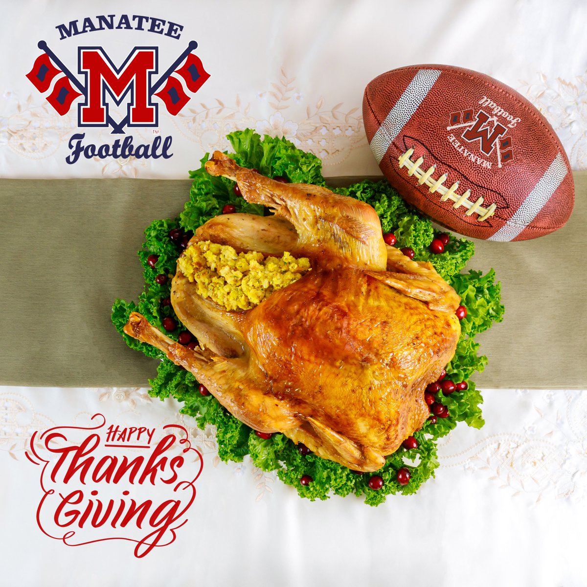 🏈🍂 Happy Thanksgiving from Manatee Football! 🦃🌟 In this season of gratitude, we're thankful for our incredible team, dedicated coaches, and passionate fans. Wishing you all a day full of joy, family, and football.