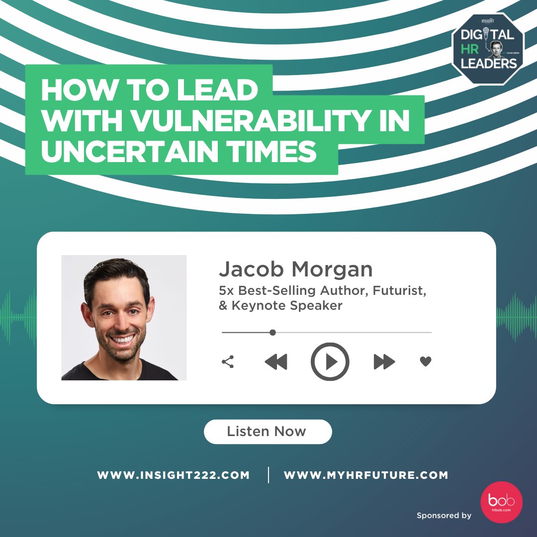 If you haven't already be sure to listen to our latest episode of the #DigitalHRLeaders #podcast featuring @jacobm. Jacob and @david_green_uk discuss how to lead with vulnerability in uncertain times. Listen now! myhrfuture.com/digital-hr-lea…… #Leadership #Culture #HR #FutureOfWork