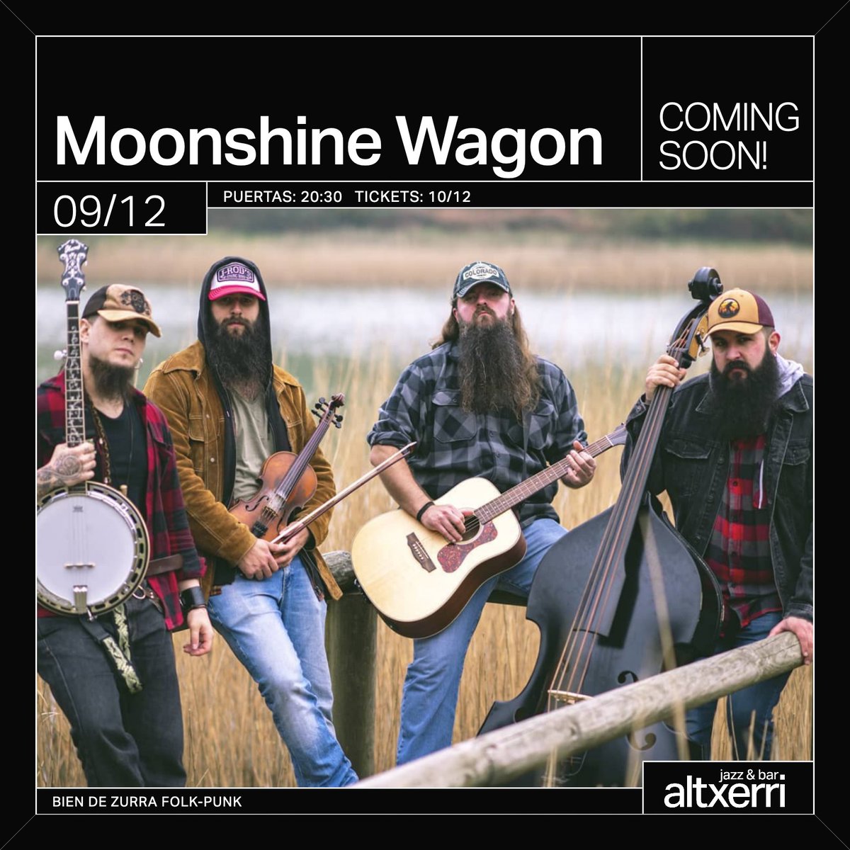 Altxerri Jazz Bar (@altxerri) on Twitter photo La banda de heavy-bluegrass <a href="/MoonshineWagon/">Moonshine Wagon</a> el sábado que viene en la sala!. Se formó en Vitoria, en la calle y por aclamación del público, no han parado de crecer. Desde entonces girando por salas y festivales de toda Europa y América de manera autogestionada.
🎟️<a href="/dice_spain/">DICE España</a> La banda de heavy-bluegrass <a href="/MoonshineWagon/">Moonshine Wagon</a> el sábado que viene en la sala!. Se formó en Vitoria, en la calle y por aclamación del público, no han parado de crecer. Desde entonces girando por salas y festivales de toda Europa y América de manera autogestionada.
🎟️<a href="/dice_spain/">DICE España</a>