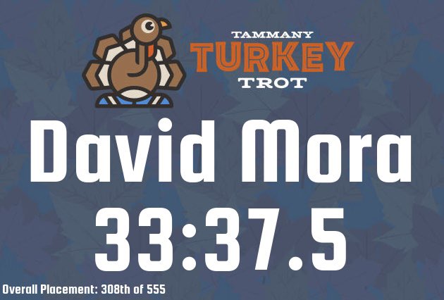 DavidMora's tweet photo. Great morning for the Tammany Turkey Trot! 🦃🏃🏻‍♂️ #HappyThanksgiving #RunDavidRun https://t.co/5doUnewF4V