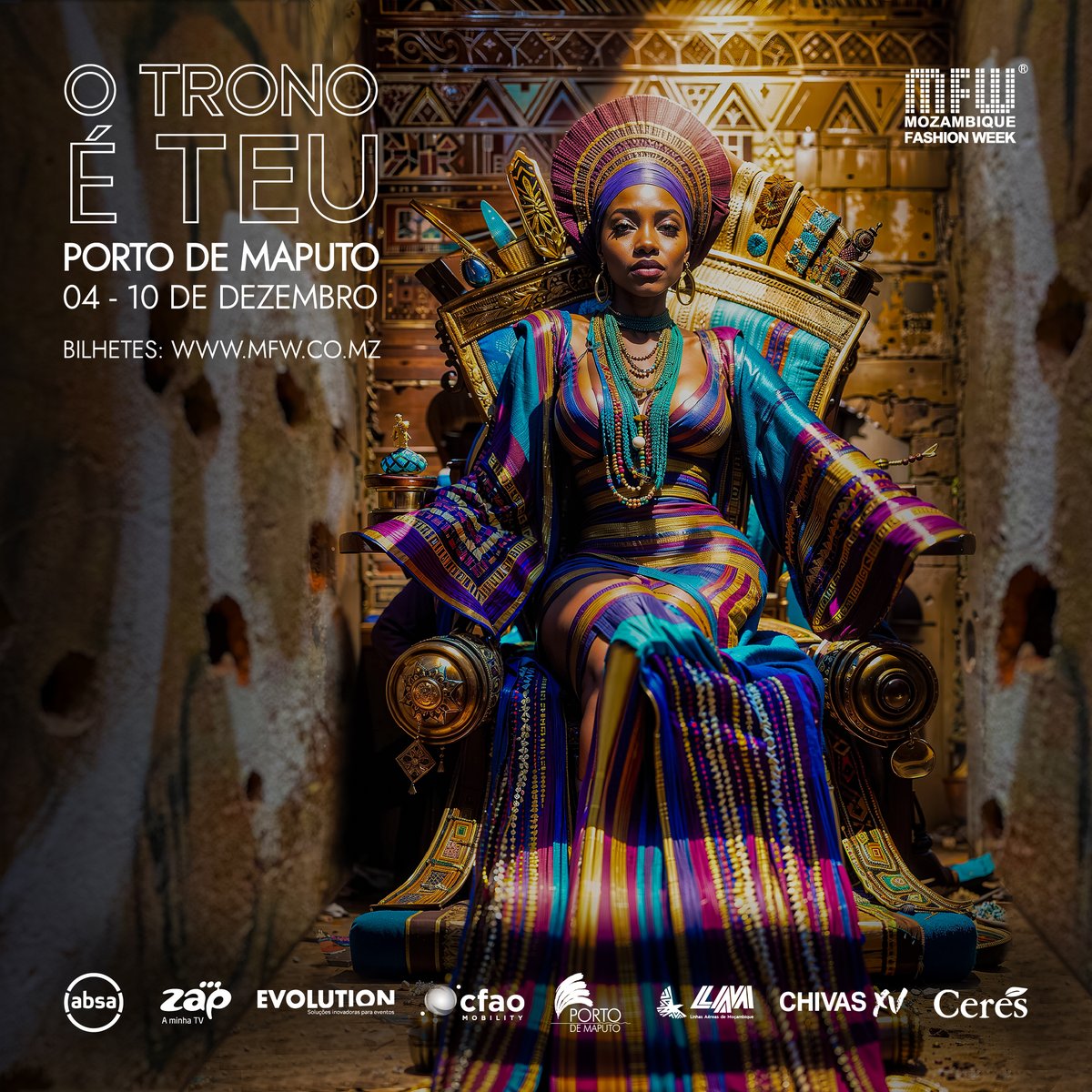 Embarca connosco nesta jornada. Faz parte da realeza, deixa que a Moda te coroe e celebra a herança africana na sua plenitude.

Aconchega-te! O trono é teu!

#MFW2023 #ReisERainhas #Moda #SemanaDeModaMFW