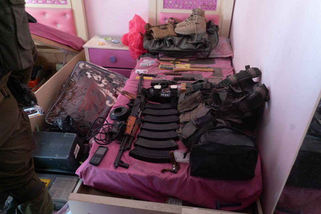 IDF's tweet photo. Once again, more evidence of Hamas’ cynical mistreatment of Gazan civilians. 

During an IDF operation in the outskirts of Jabaliya, our troops found a large number of weapons and ammunition hidden under children’s beds and inside bedrooms, in a civilian building linked to a senior Hamas operative.

Children should be surrounded by toys and books—not weapons.