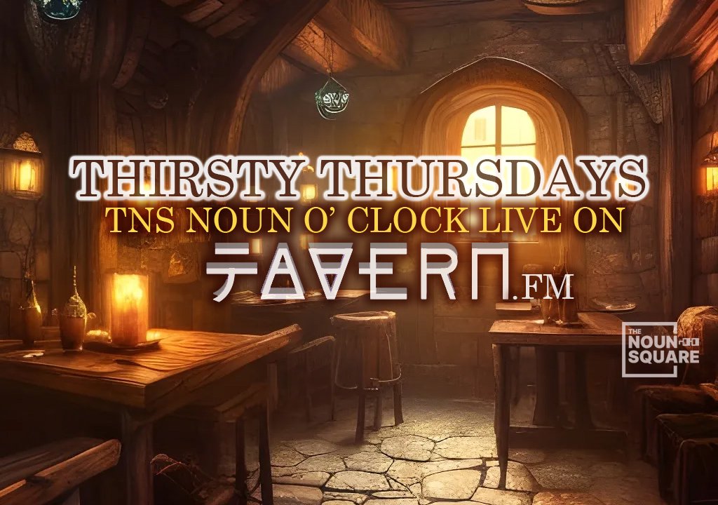 GM! It's Thirsty Thursday! Join us for some hair of the dog this morning for Noun O'Clock LIVE on <a href="/tavernFM/">tavern.fm</a>! 

The show will kick off at 10:50am EST, in around 20 minutes. 

See you there! ☕️

alpha.tavern.fm/taverns/e3F71g…