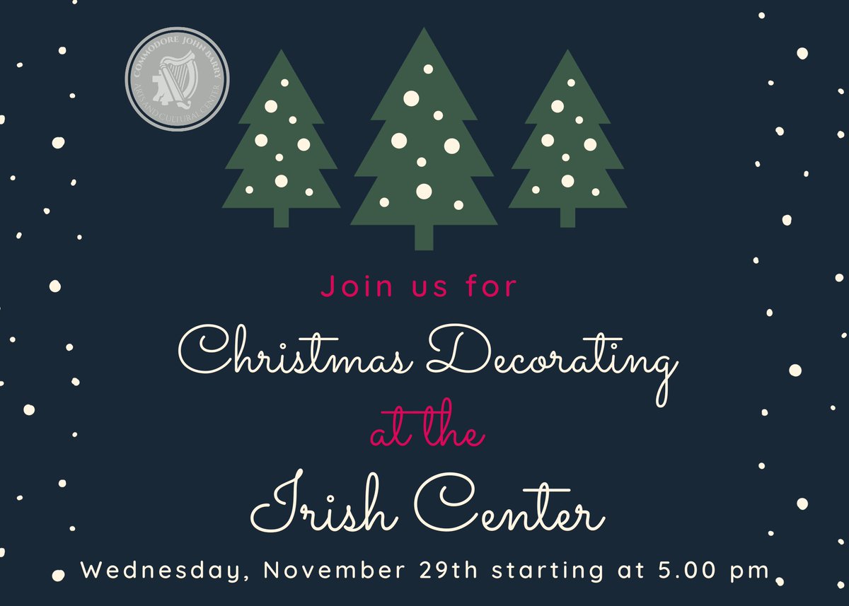 Join us here at the Irish Center for an evening of Christmas decorating! All are welcome.