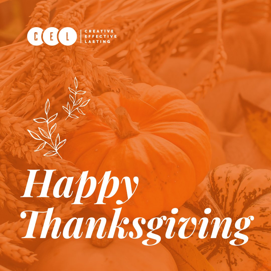 Appreciating our amazing clients, the incredible team behind it all, and the meaningful projects we're fortunate to be a part of. Here's to you, our wonderful #CELCommunity - we wish you a joyous Thanksgiving celebration! 🌟🍂 #CELcreative #Thanksgiving2023 #Blessed #Thankful