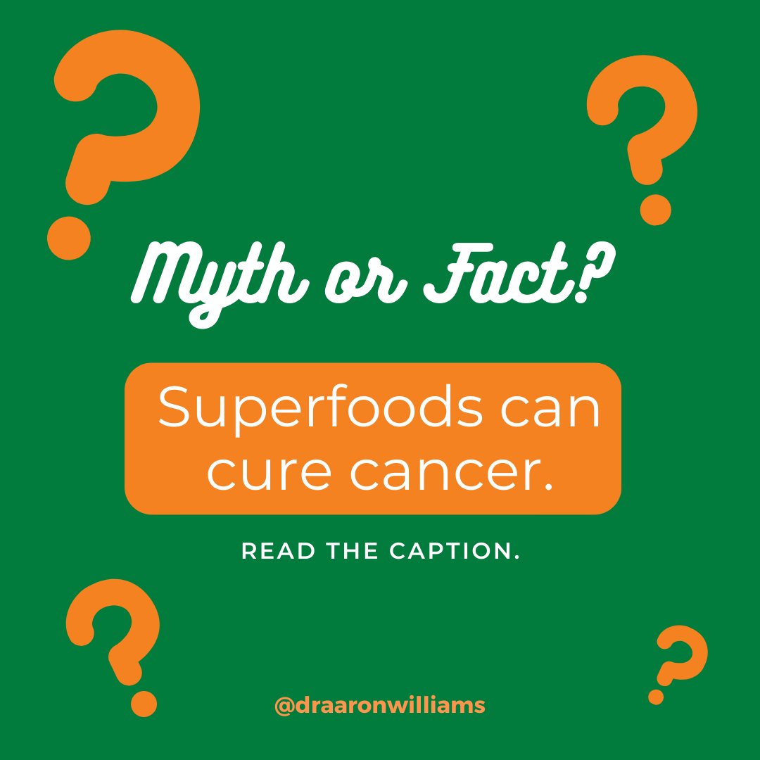 Fact: While a healthy diet is important for overall well-being, no single food or diet can cure cancer. Cancer treatment usually involves a combination of surgery, chemotherapy, radiation, and other therapies.

#cancermyths #cancerfacts