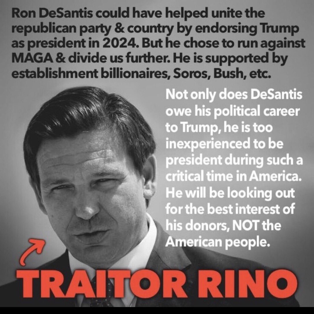 This will go down as the biggest misfire in political history.  

He ran on MAGA.

Then he trashed MAGA

Then, in the ultimate betrayal, he called us “listless vessels”

Ron DeSantis went from being beloved by over 75 million Trump supporters to being despised.  

So, you bet